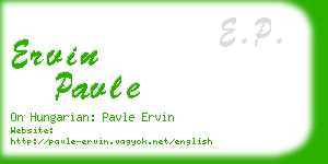 ervin pavle business card